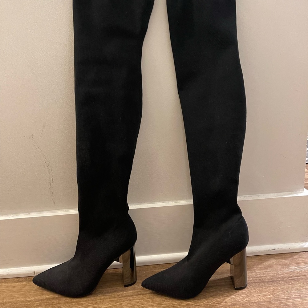 Zara Over the Knee Elastic Knit boots